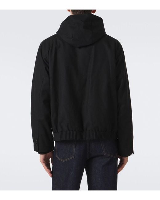Sacai Black Hooded Wool Jacket for men