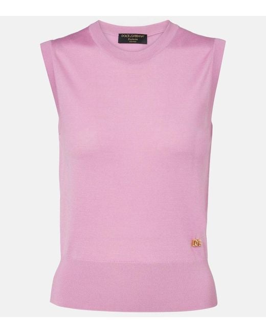 Dolce & Gabbana Pink Cashmere And Silk Top