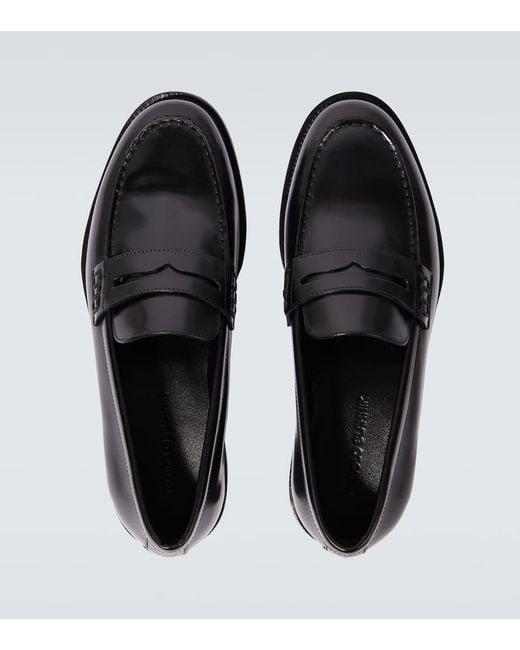 Manolo Blahnik Black Perry Leather Penny Loafers for men