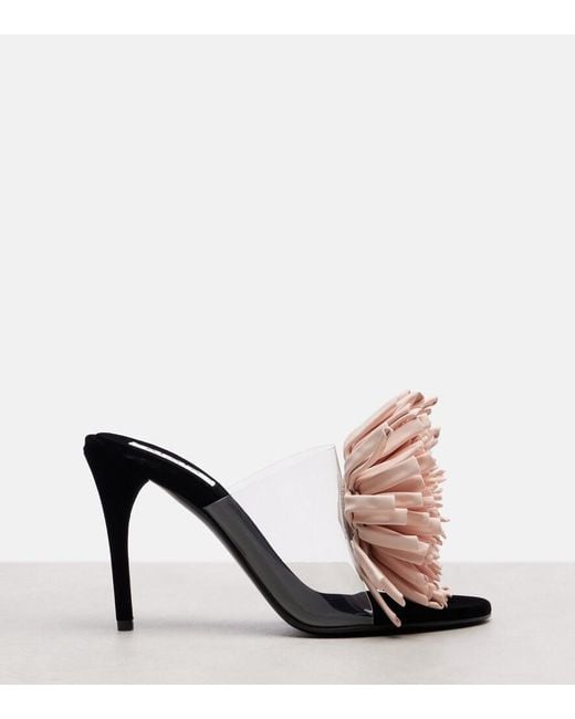 Alaïa Black Floral-Applique Asymmetric Mules