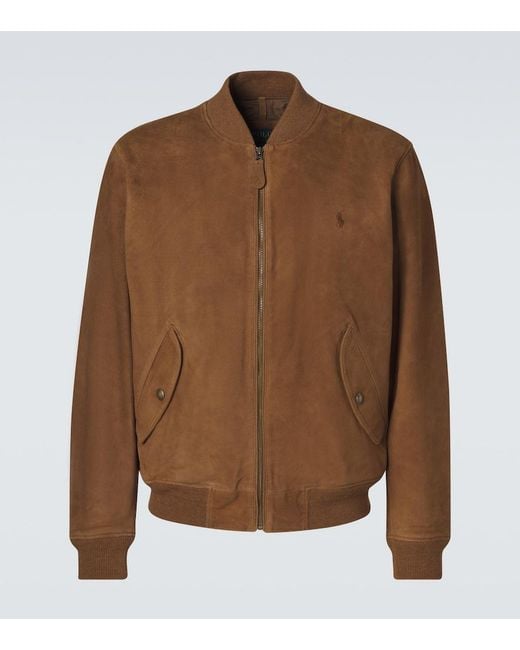 Polo Ralph Lauren Brown Suede Bomber Jacket for men