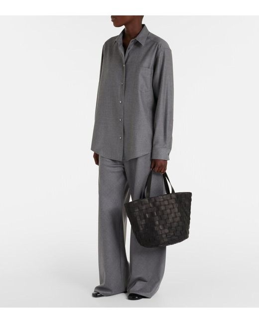 The Row Black Sisal Leather Tote Bag
