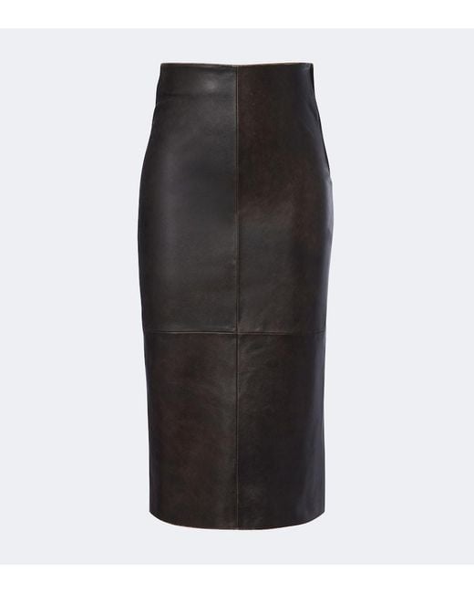 Arma Black Leather Pencil Skirt