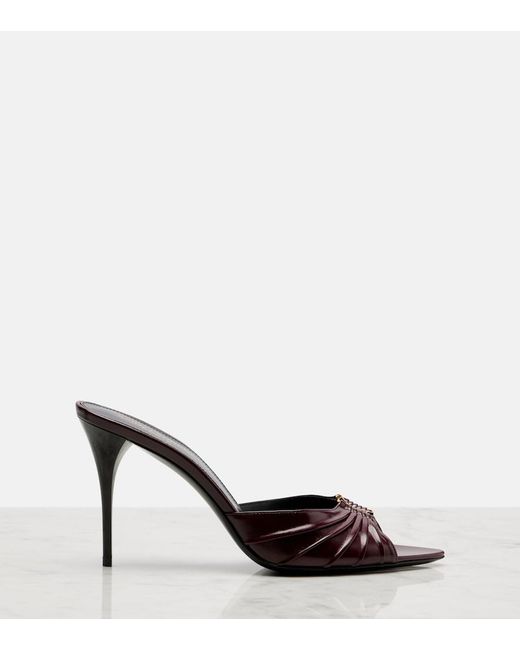 Saint Laurent Black Babylone Cassandre Leather Mules