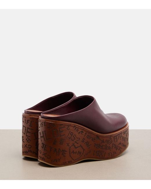 Chloé Brown Maxime Leather Wedges