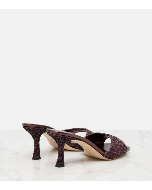 Jimmy Choo Red Skye 70 Glitter Mules
