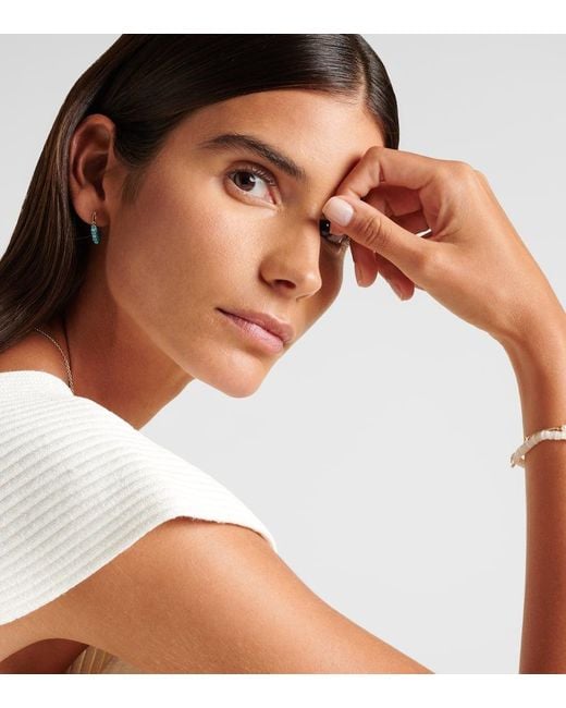 Pendientes Huggie De Oro De 14 Ct Y Diamantes Sydney Evan de color Blue