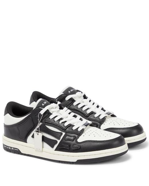 Amiri Skeleton Leather Lowtop Sneakers in White/Black (White) Lyst