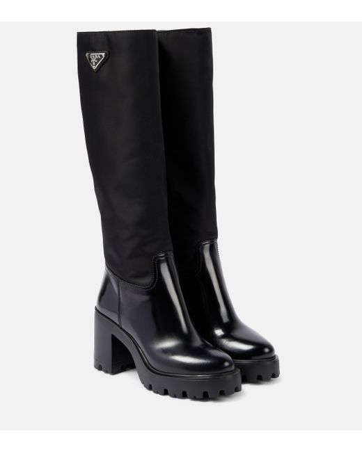 Prada Re-nylon Knee-high Boots in Black | Lyst UK