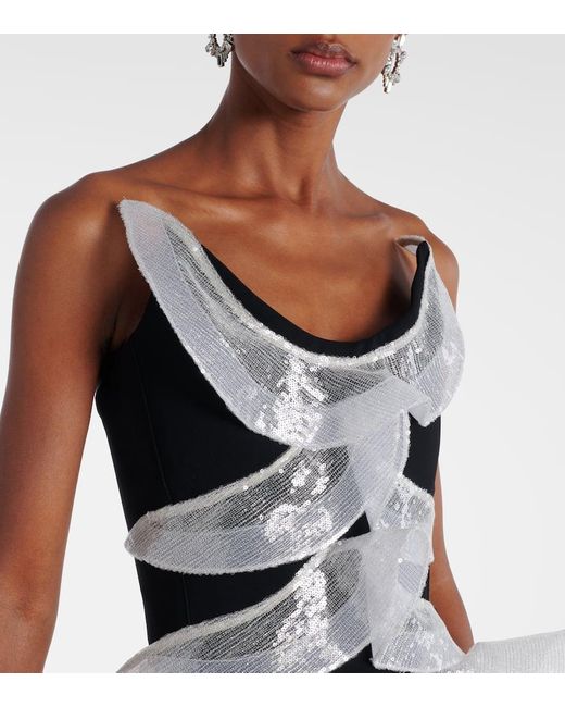Maticevski Black Robe Refraction Mit Pailletten