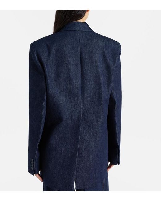 Sportmax Blue Ancella Double-Breasted Denim Blazer