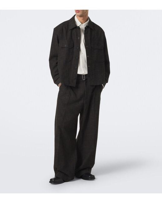 Studio Nicholson Black Kelver Striped Cotton And Wool-Blend Jacket for men