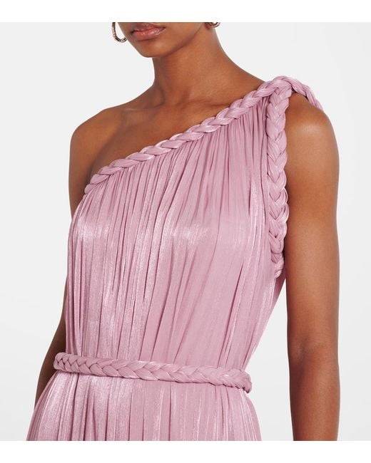 Costarellos Pink Isilda Lame Georgette Gown