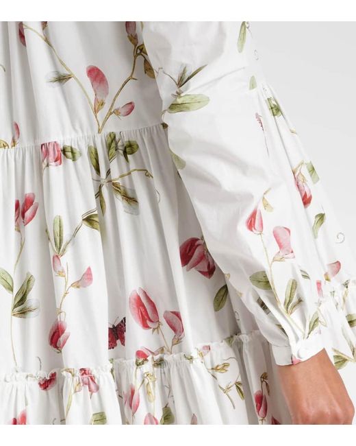 Robe Longue En Coton A Fleurs Giambattista Valli en coloris White