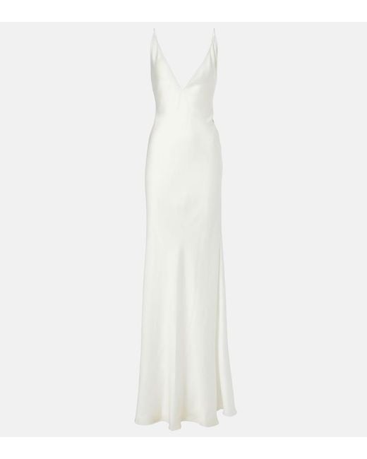 The New Arrivals Ilkyaz Ozel White Open-Back Satin Gown