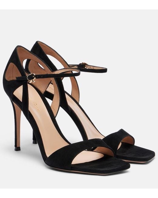 Gianvito Rossi Black Suede Sandals