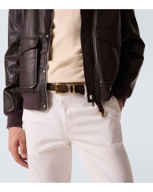 Brunello Cucinelli Brown Braided Suede Belt for men