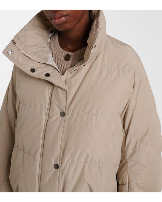 Brunello Cucinelli Natural Shearling-Trimmed Cotton-Blend Down Jacket