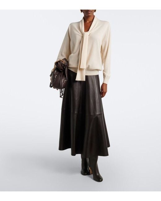 Jardin Des Orangers Natural Tie-Neck Wool And Cashmere Sweater