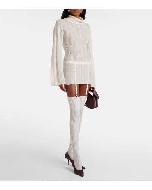 AYA MUSE White Wool-Blend Minidress