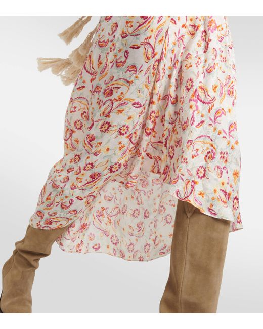 Isabel Marant Pink Flower-print Silk-blend Midi Dress