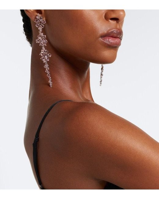 Simone Rocha White Floral Crystal-Embellished Drop Earrings