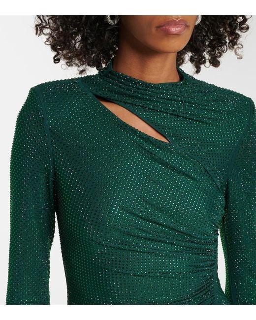 Self-Portrait Green Embellished Gathered Gown