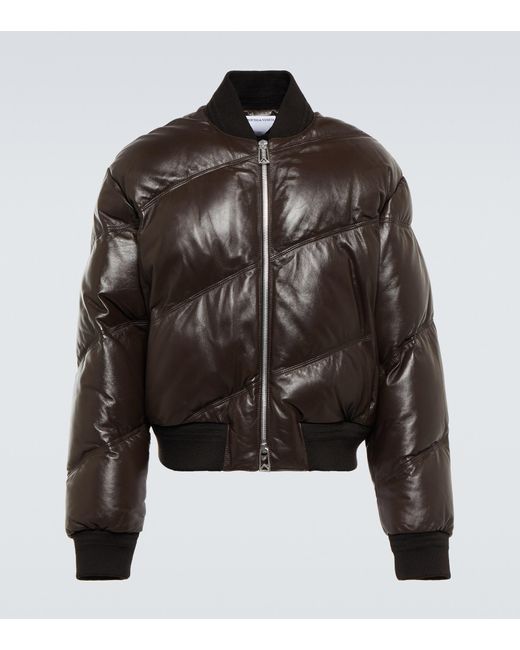 Bottega Veneta Quilted Leather Puffer Jacket in Black for Men | Lyst