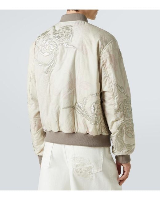 Dries Van Noten Natural Embroidered Cotton Bomber Jacket for men