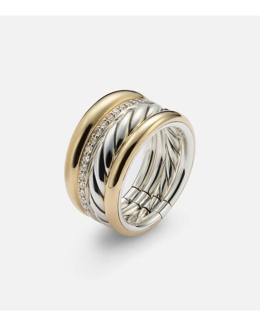 David Yurman Metallic Dy Mercer 18Kt And Sterling Ring With Diamonds