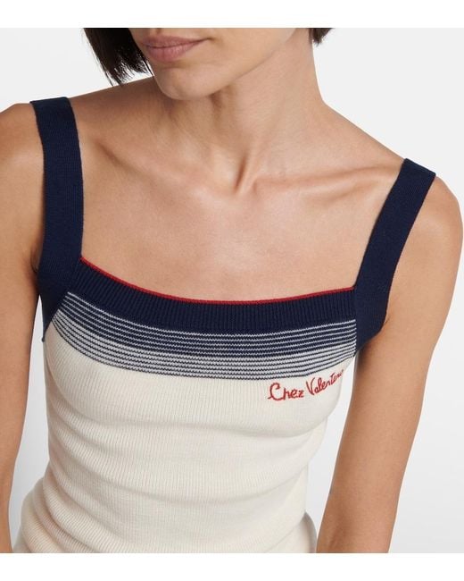 Valentino Blue Chez Virgin Wool Tank Top