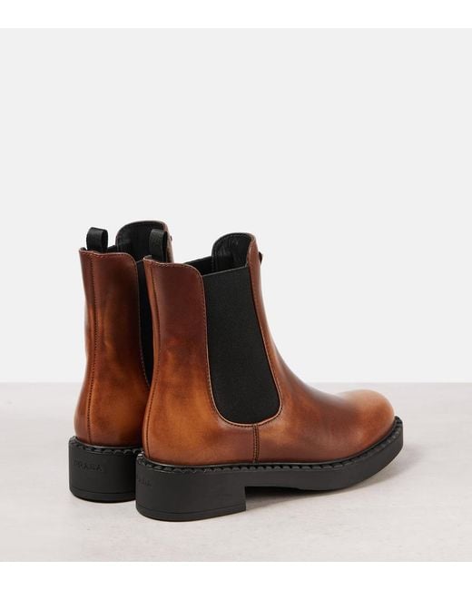 Prada Brown Chelsea Boots Aus Leder