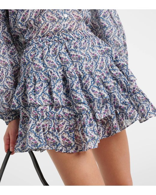Isabel Marant Blue Jocadia Ruffled Cotton Miniskirt