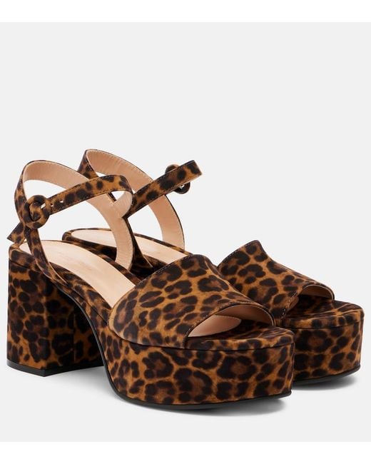 Gianvito Rossi Brown 35 Leopard-Print Leather Platform Sandals