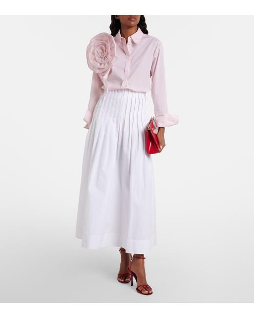Dorothee Schumacher Pink Striped Power Floral-Applique Cotton-Blend Shirt