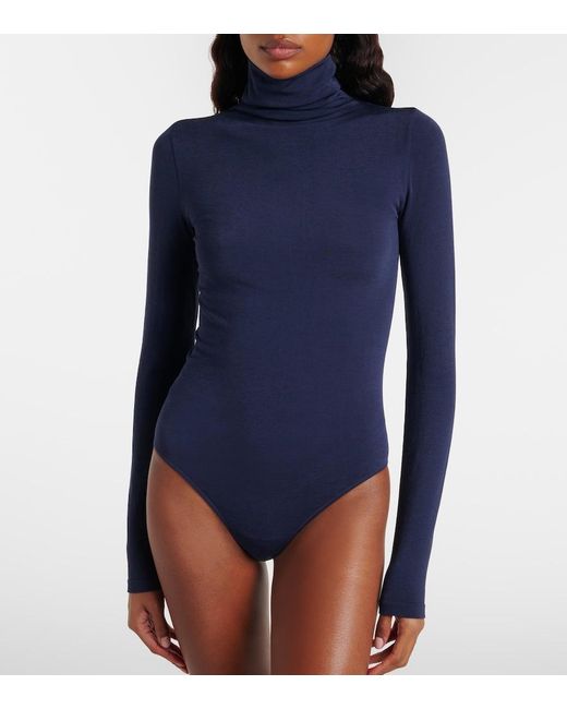Wolford Blue Colorado Turtleneck Bodysuit
