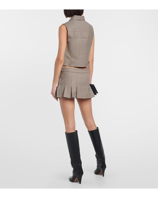 AYA MUSE Natural Mia Pleated Wool Mini Skirt