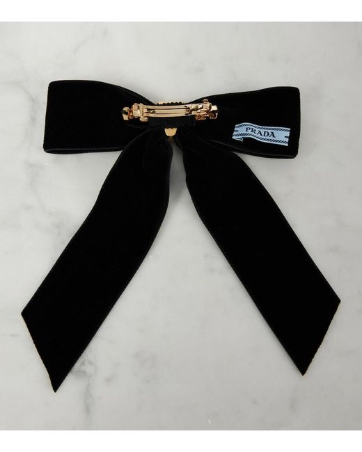 Prada Black Bow-Detail Velvet Hair Clip
