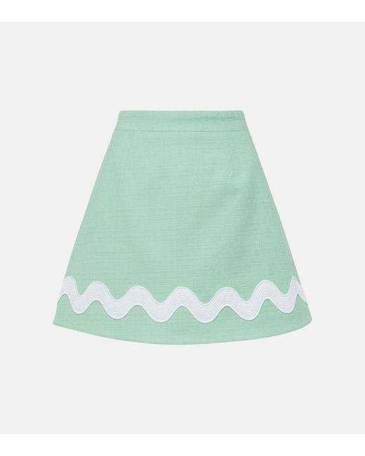 Minifalda de tweed de algodon Patou de color Green