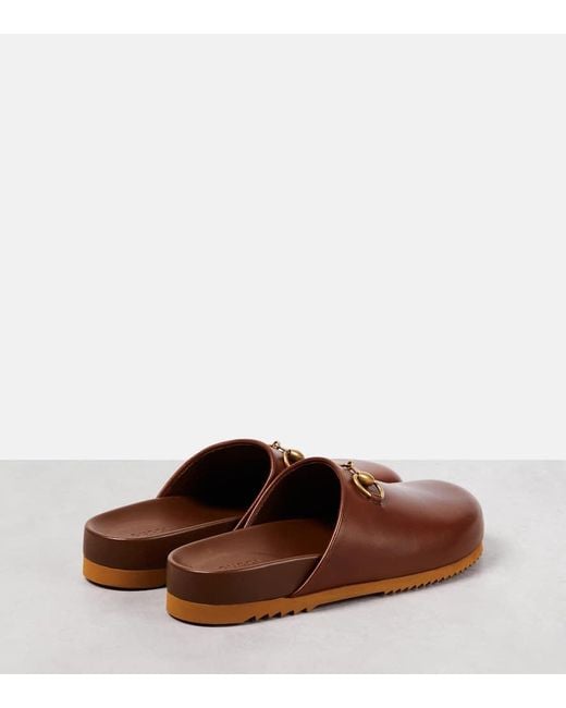 Gucci Brown Horsebit Leather Mules