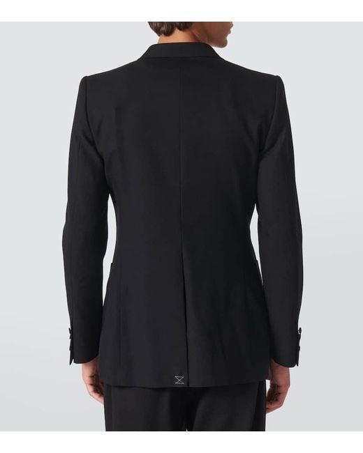 Dries Van Noten Black Double-Breasted Wool-Blend Tuxedo Jacket for men
