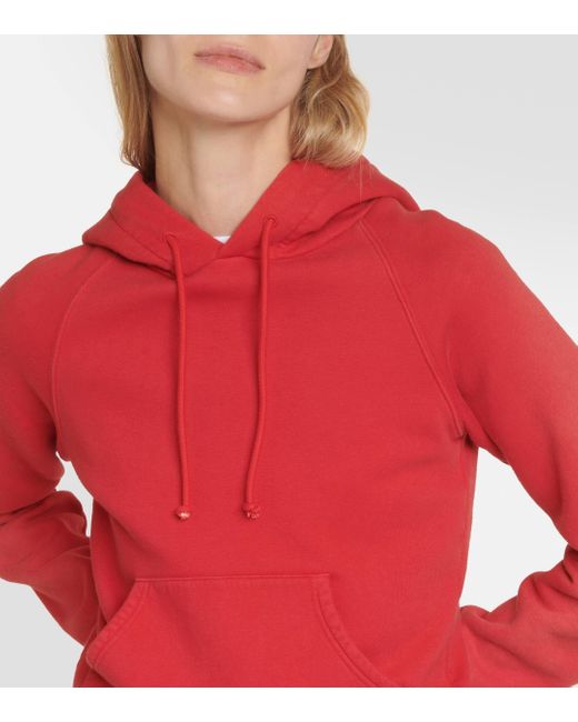 The Row Red Timmi Cropped Cotton-blend Jersey Hoodie