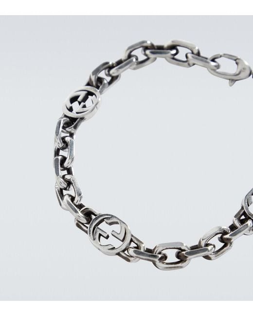 Bracciale A Catena Interlocking di Gucci in Metallic da Uomo