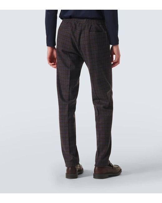 Pantalones chinos de lana a cuadros Kiton de hombre de color Black