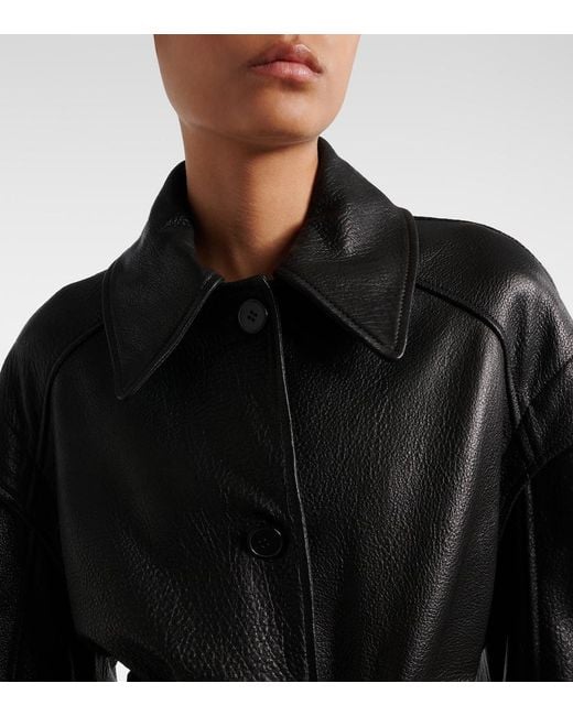 Nour Hammour Black Perrin Belted Leather Jacket