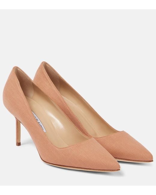 Manolo Blahnik Natural Tora 70 Pumps
