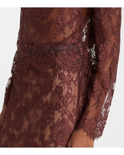 Self-Portrait Purple Embellished Lace Top