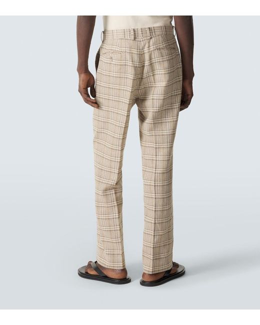 AURALEE Checked Silk And Linen Tweed Straight Pants in Natural for