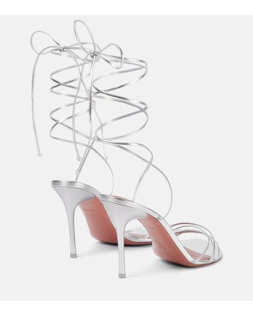 AMINA MUADDI White Lori 95 Metallic Leather Sandals