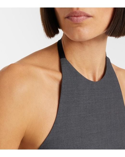Jil Sander Blue Halterneck Virgin Wool Crop Top